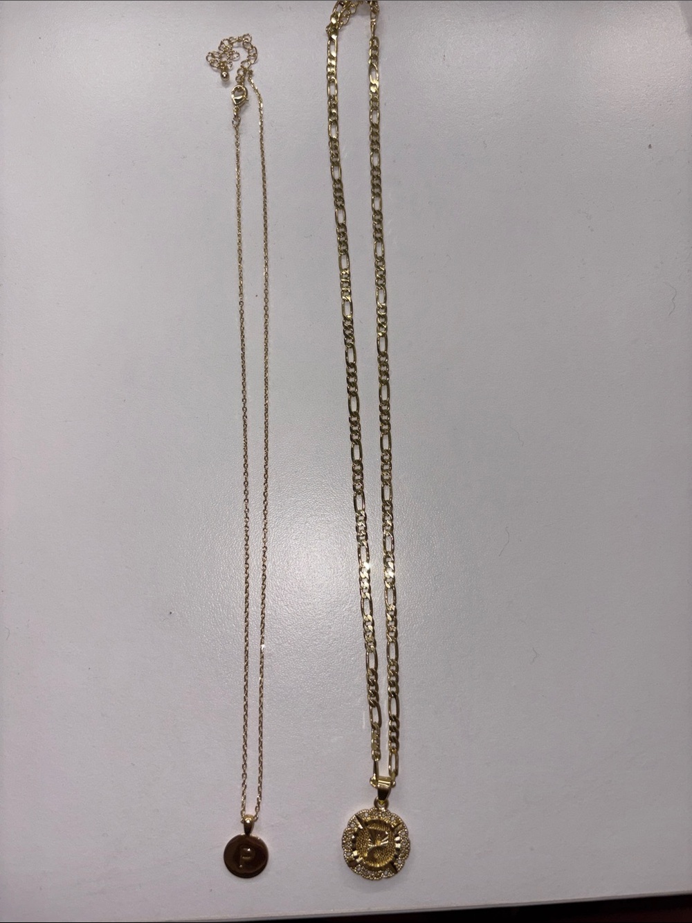 Gold-Tone Medallion “P” Pendant Necklaces Bundle of 2 - Women's Jewelry